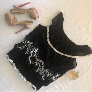 Sheer off the shoulder ruffle top